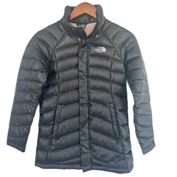 THE NORTH FACE 550 Long Goose Down Coat Kids Medium 10-12 Black Puffer Jacket - Picture 1 of 16